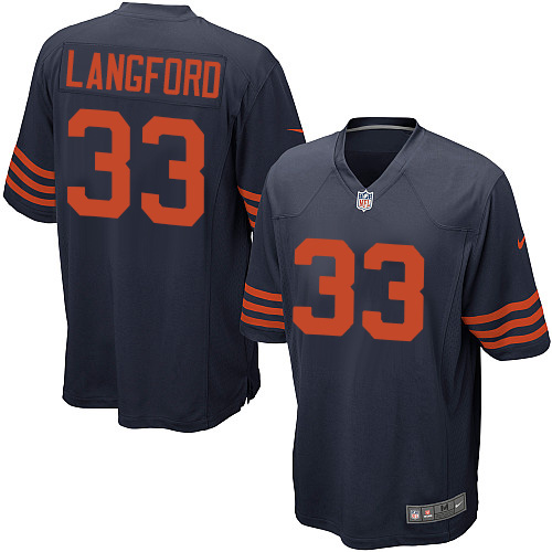 Men's Game Jeremy Langford Nike Jersey Navy Blue Alternate - #33 1940s Throwback NFL Chicago Bears